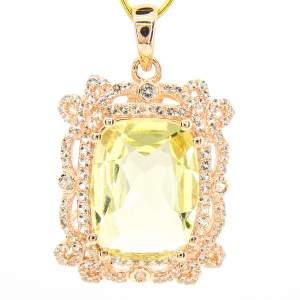 Срібна підвіска 925 проби в позолоті 750 проби 5,34 гр. з лимонним топазом та білими топазами зі США 7,93 карат