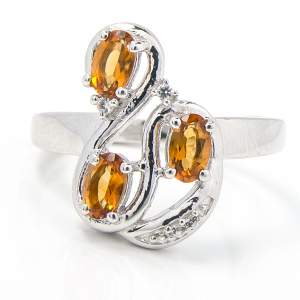 Срібна каблучка 925 проби 3,42 гр. з цитринами Мадейра з Мадагаскару та топазами зі США 0,66 карат