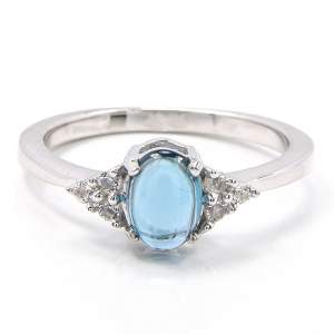 Срібна каблучка 925 проби 2,2 гр. з топазом Лондон Блу зі США та білими топазами зі США 1,18 карат