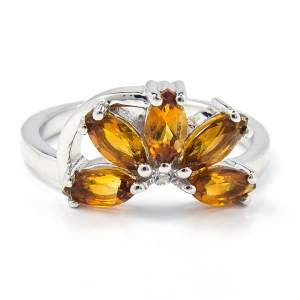 Срібна каблучка 925 проби 3,06 гр. з цитринами Мадейра з Мадагаскару та топазами зі США 1,01 карат