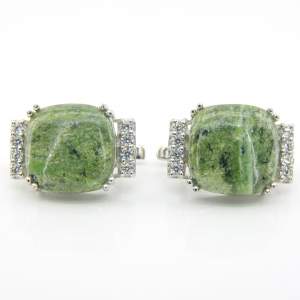 Срібні сережки 925 проби 8,62 гр. з танзанійськими зеленими опалами та цирконами 18,24 карат