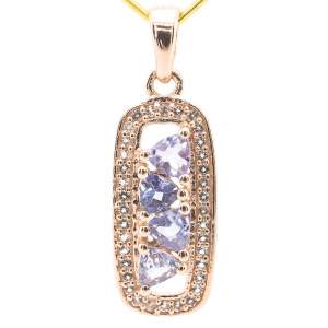 Срібна підвіска 925 проби в позолоті 750пр 2,46 гр. з танзанітами Ман'яра класу AAAA та топазами 1,1 карат