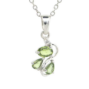 Срібна підвіска 925 проби 1,49 г з зеленим шрі-ланкійським сапфіром класу АААА та топазами з США 1,09 карат