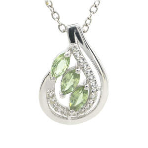 Срібна підвіска 925 проби 2 г з зеленими шрі-ланкійськими сапфірами класу АААА та топазами з США 1,13 карат