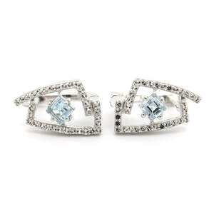 Срібні сережки 925 проби 3,96 г з топазами Лондон Блу та білими топазами з США 1,31 карат