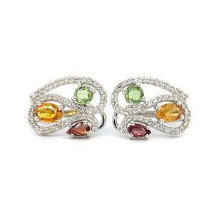 Срібні сережки 925 проби 5,4 г з мультисапфірами класу АААА та білими топазами з США 2,62 карат