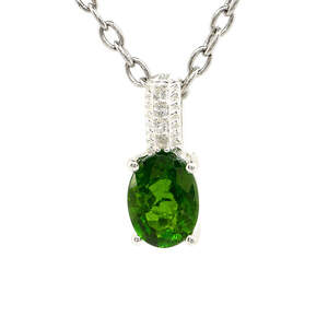 Срібна підвіска 925 проби 0,77 г з діопсидом Альберта класу SD та цирконами 0,77 карат