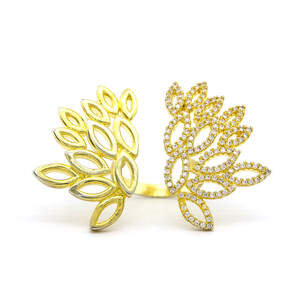 Каблучка в позолоті 750 проби з білими кристалами