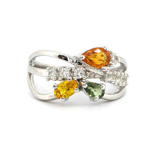 Срібна каблучка 925пр 3,52г з мультисапфірами класу АААА та білими топазами з США 1,55к