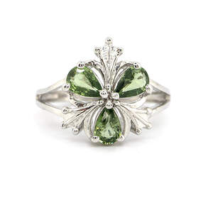 Срібна каблучка 925 проби 3,4 г з зеленим шрі-ланкійським сапфіром класу АААА 1,42 карат