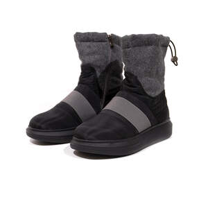 Жіночі напівчобітки на блискавці, чорно-сірого кольору