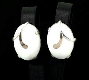 Срібні сережки 925 проби з золотом 375 проби 14,47 г білими Агатами 23,11 карат