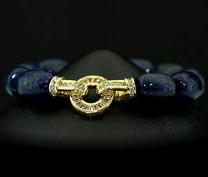 Браслет ручної роботи з Лазуритами та цирконами 134 карат, застібка в позолоті