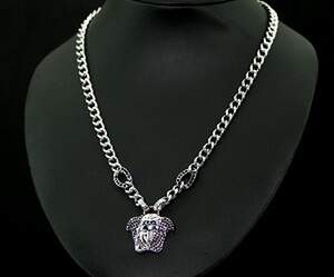 Кольє з родієвим напиленнямз чорними цирконами, репліка Versace