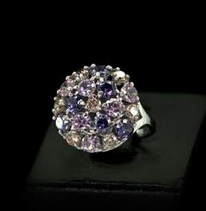 Срібна каблучка 925 проби 4,65 г з кольоровими Альпінітами та цирконами 3,45 карат Срібна каблучка 925 проби 4,65 г з кольоровими Альпінітами та цирконами 3,45 карат