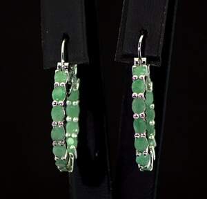 Срібні сережки 925 проби 7,14 г з бразильськими Смарагдами класу АААА 5,25 карат
