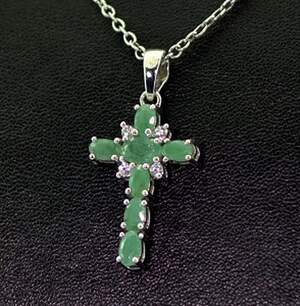 Срібна підвіска 925 проби 2,45 г з бразильськими Смарагдами класу АААА та топазами зі США 1,95 карат