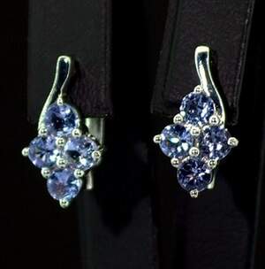 Срібні сережки 925 проби 3,9 г з Танзанітами класу АААА 2,13 карат