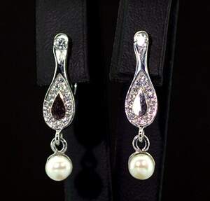 Срібні сережки 925 проби з позолотою 375 проби 3,75 г з Перлинами та фіанітами 3,65 карат Срібні сережки 925 проби з позолотою 375 проби 3,75 г з Перлинами та фіанітами 3,65 карат