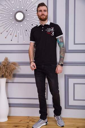 ЧОЛОВІЧЕ ПОЛО З БАВОВНИ ЧОРНОГО КОЛЬОРУ