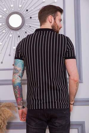 СМУГАСТЕ ЧОЛОВІЧЕ ПОЛО ЧОРНО-БІЛОГО КОЛЬОРУ