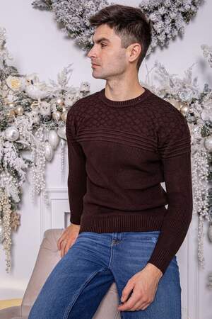 ОДНОТОННИЙ ЧОЛОВІЧИЙ СВЕТР КОРИЧНЕВОГО КОЛЬОРУ
