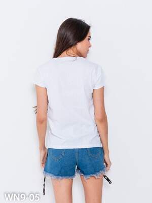 Белая трикотажная футболка с кошачьим принтом