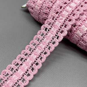 #2093 - Тесьма макраме вязаная 3.5 см - розовый
