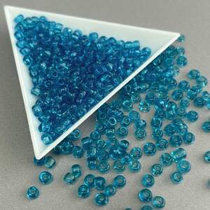 #6/0 Бисер китайский крупный, 450 г - лазурный глянцевый #6/0 Бисер китайский крупный, 450 г - лазурный глянцевый