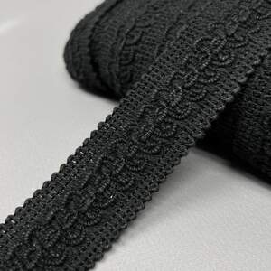 #857 - Тесьма макраме вязаная 2.8 см - черная #857 - Тесьма макраме вязаная 2.8 см - черная