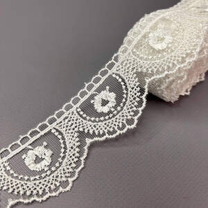 (#64) Кружево на сетке органзе 4,5 см - Молоко