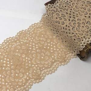 (1 метр) Кружево гипюр стрейч 15 см - Бежевый (КС-1642)