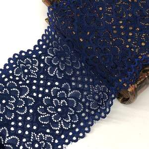 (1 метр) Кружево гипюр стрейч 15 см - Синий (КС-1642)