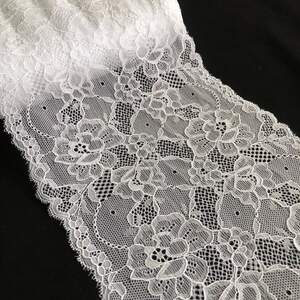 (1 метр) Кружево гипюр стрейч 17,5 см - белое (ХН005)