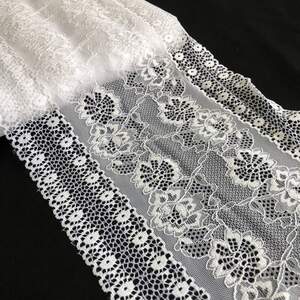 (1 метр) Кружево гипюр стрейч 20 см - белое (РС93)