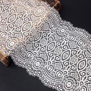 (1 метр) Кружево гипюр стрейч 20 см - Молоко (КС-71776)