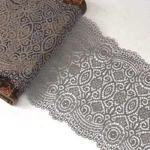 (1 метр) Кружево гипюр стрейч 20 см - Серый (КС-71776)