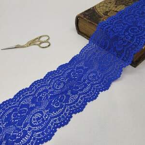 (1 метр) кружево гипюр стрейч, 10см Цвет синий электрик (КС-7462СЭ)