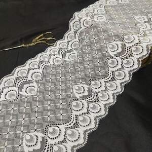 (1 метр) кружево гипюр стрейч, 17см Цвет белый (КС-10035Б)