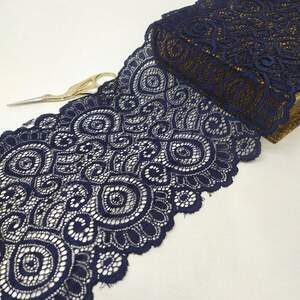 (1 метр) кружево гипюр стрейч, 18см Цвет темно-синий