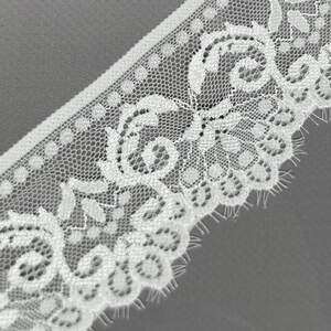 (1 метр) кружево гипюр стрейч, 6 см - теплый белый