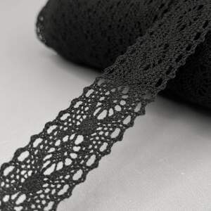 (1 метр) Кружево льняное 3 см Цвет - черный MY121