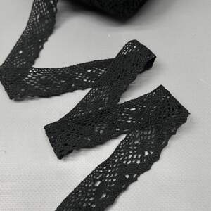 (1 метр) Кружево льняное 3 см Цвет - черный MY155