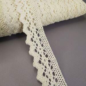 (1 метр) Кружево льняное 3см Цвет - Бежевый (М6585)