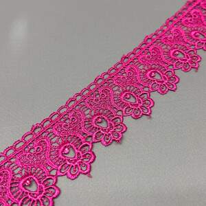 (1 метр) Кружево макраме 4 см - малиновый