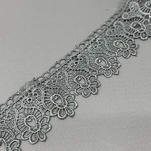 (1 метр) Кружево макраме 4 см - серый