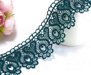 (1 метр) Кружево макраме 4,5см Арфа Цвет - Зелёный