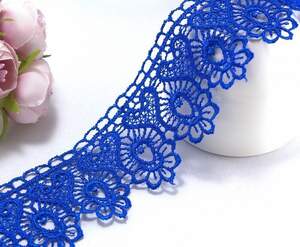 (1 метр) Кружево макраме 4,5см Арфа Цвет - Синий электрик