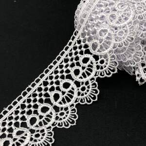 (1 метр) Кружево макраме 5 см завиток - Белое