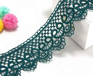 (1 метр) Кружево макраме 5см Завиток Цвет - Зелёный